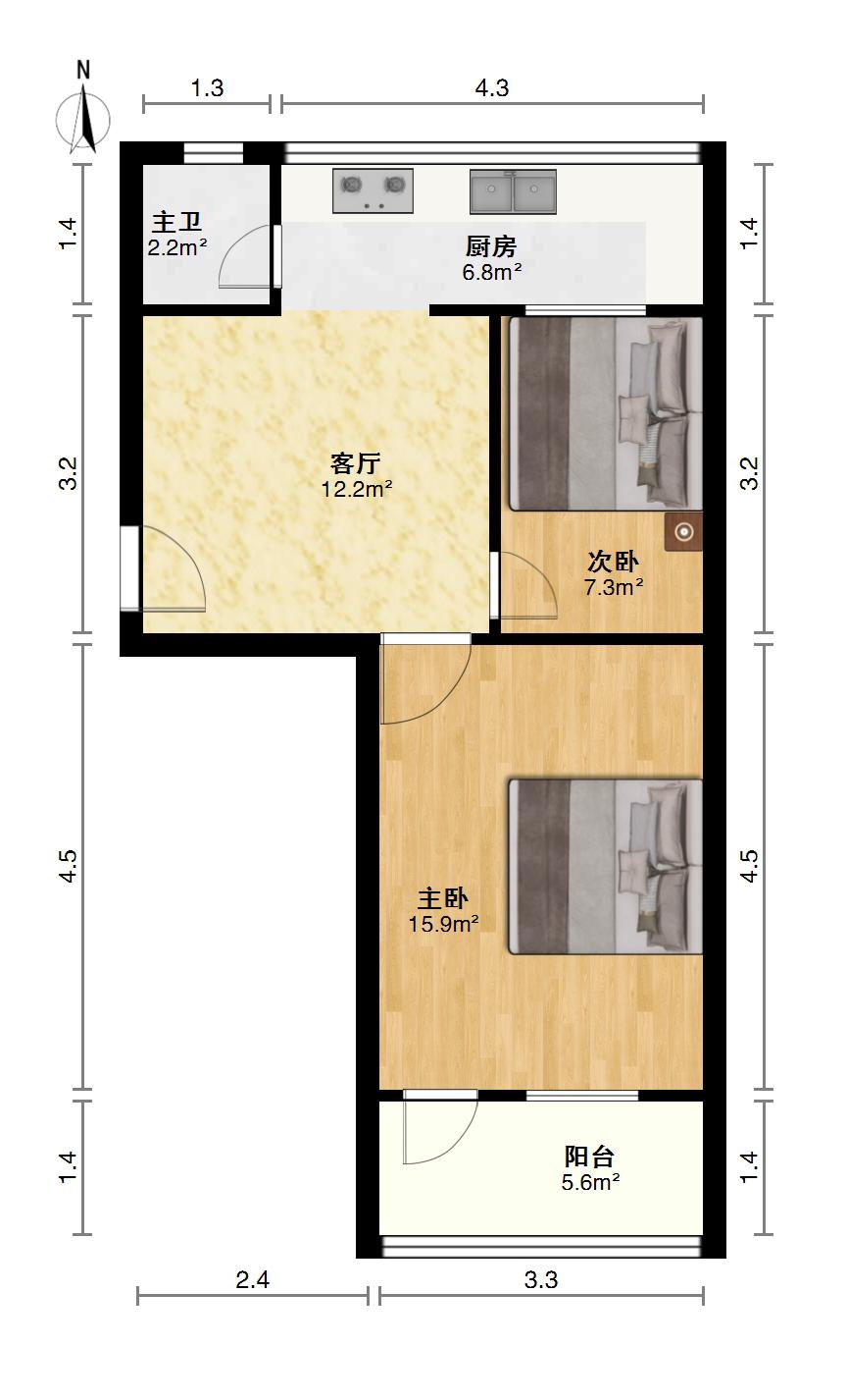 洪都八区,经典2室2厅1卫1阳台户全明精装两证齐全13