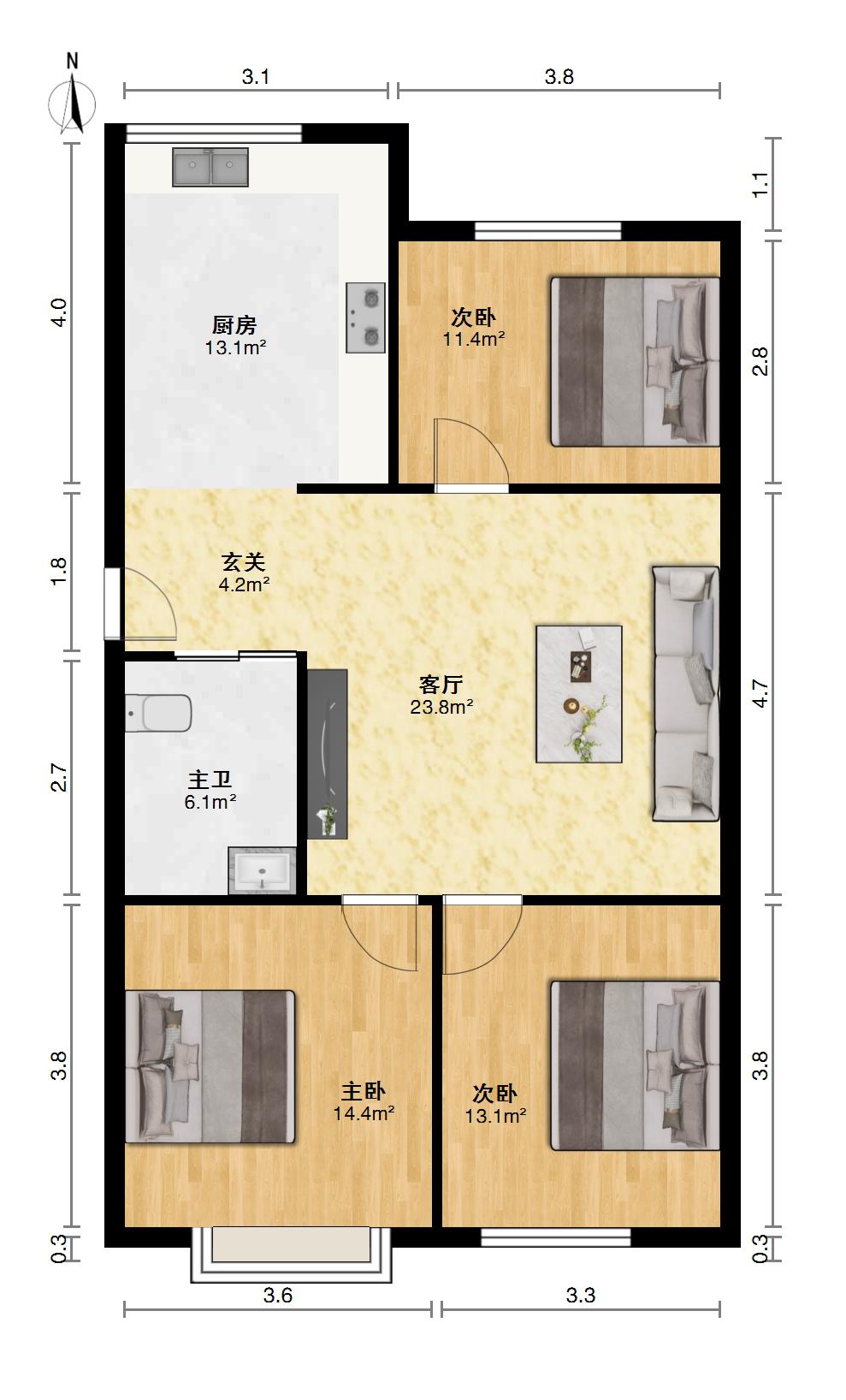 西沙河回迁楼,西沙河回迁 3室2厅1卫 105平 27.6万13