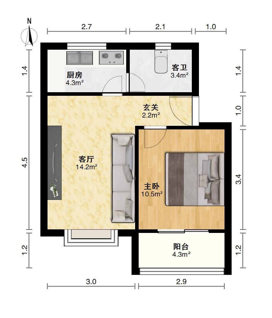 康桥绿城,全天太阳户型方正南北通透9