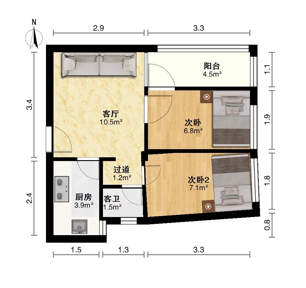 港北区城北普通2室1厅1卫二手房出售11