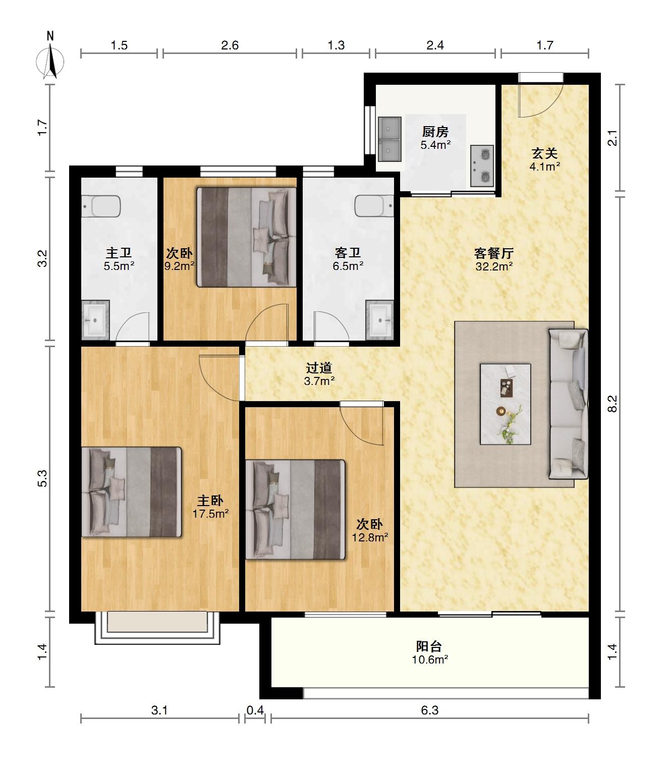 万科新都会,精品好房，楼层好，视野广，万科新都会3室2厅2卫1阳台南北！12