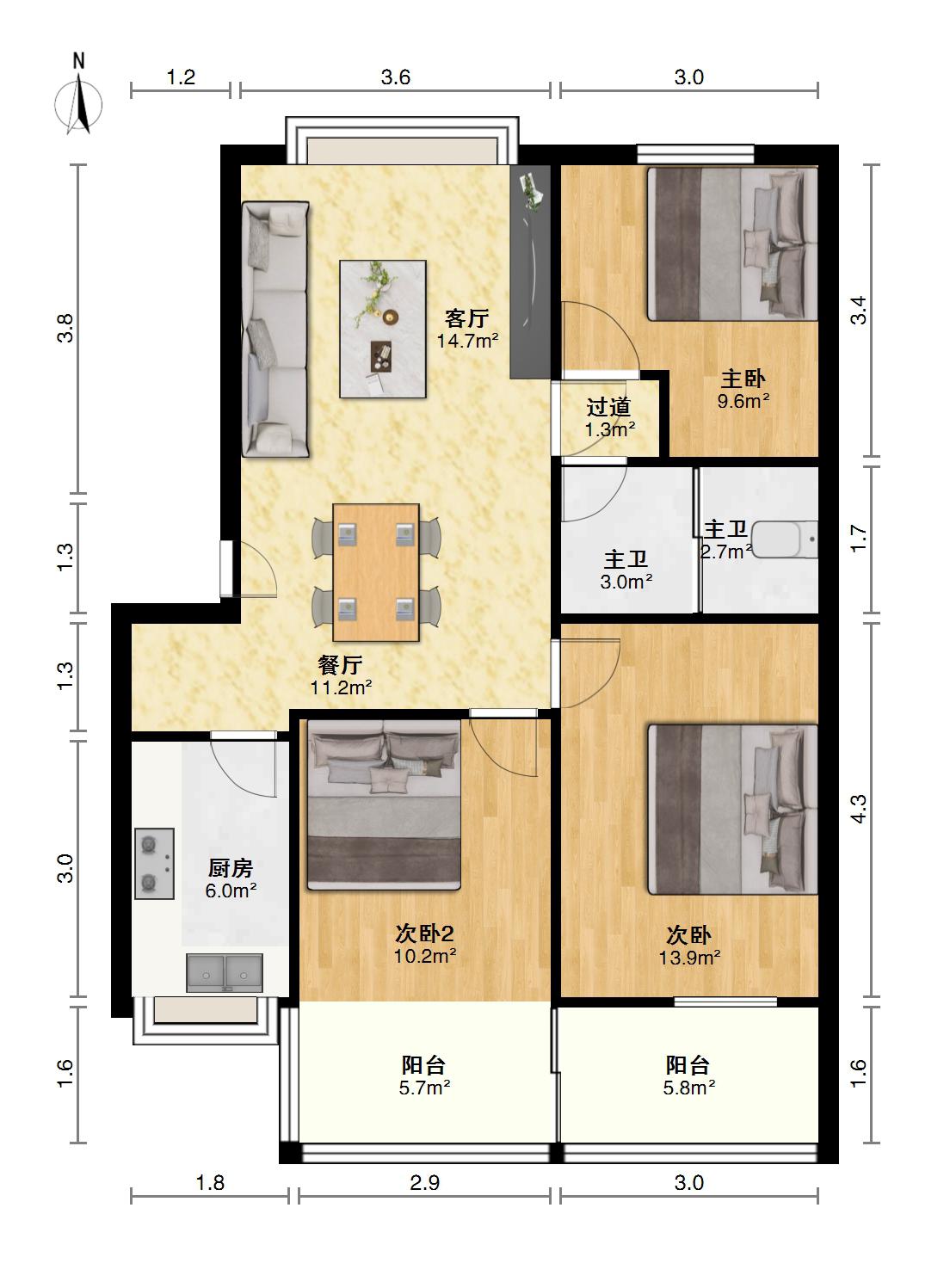 曙光小区,精品好房，楼层好，视野广，曙光小区3室2厅1卫1阳台！13