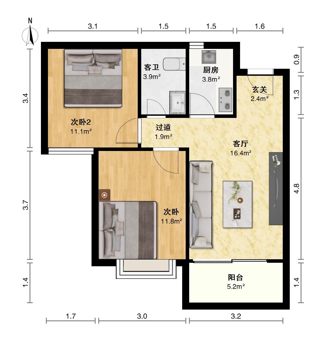 悦港花园,31.5万买悦港花园2房2厅1卫，江景房。12