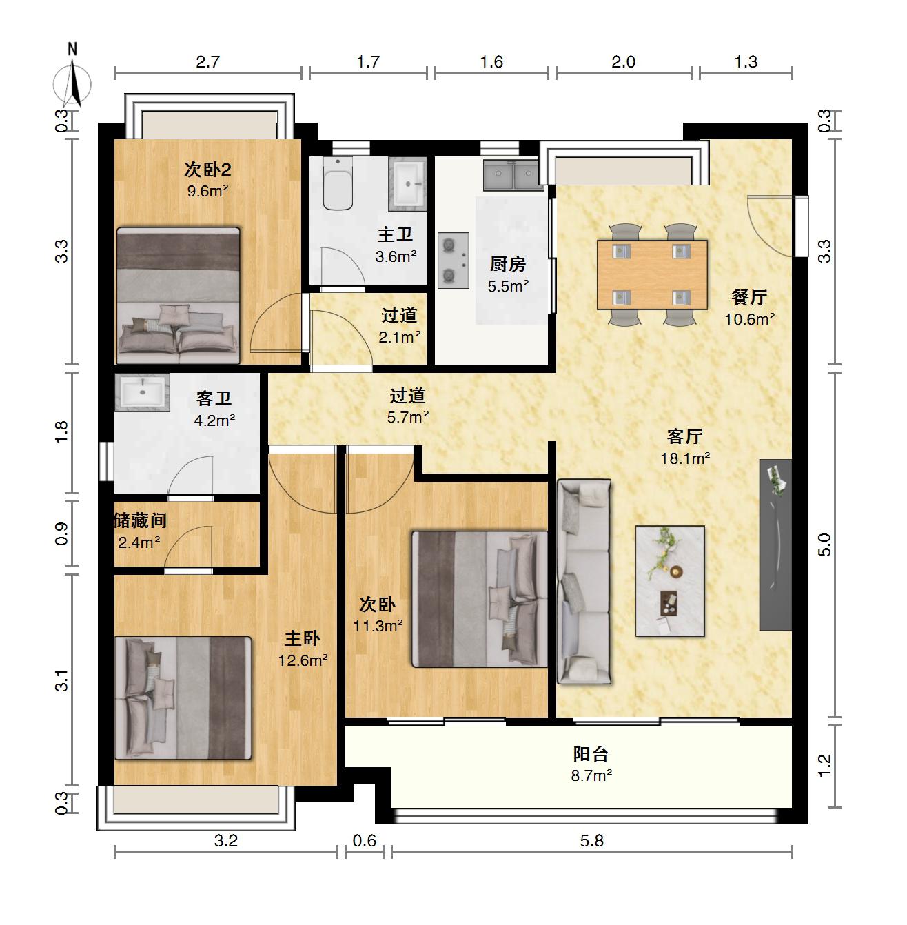 新建区长堎镇精装3室2厅2卫二手房出售13