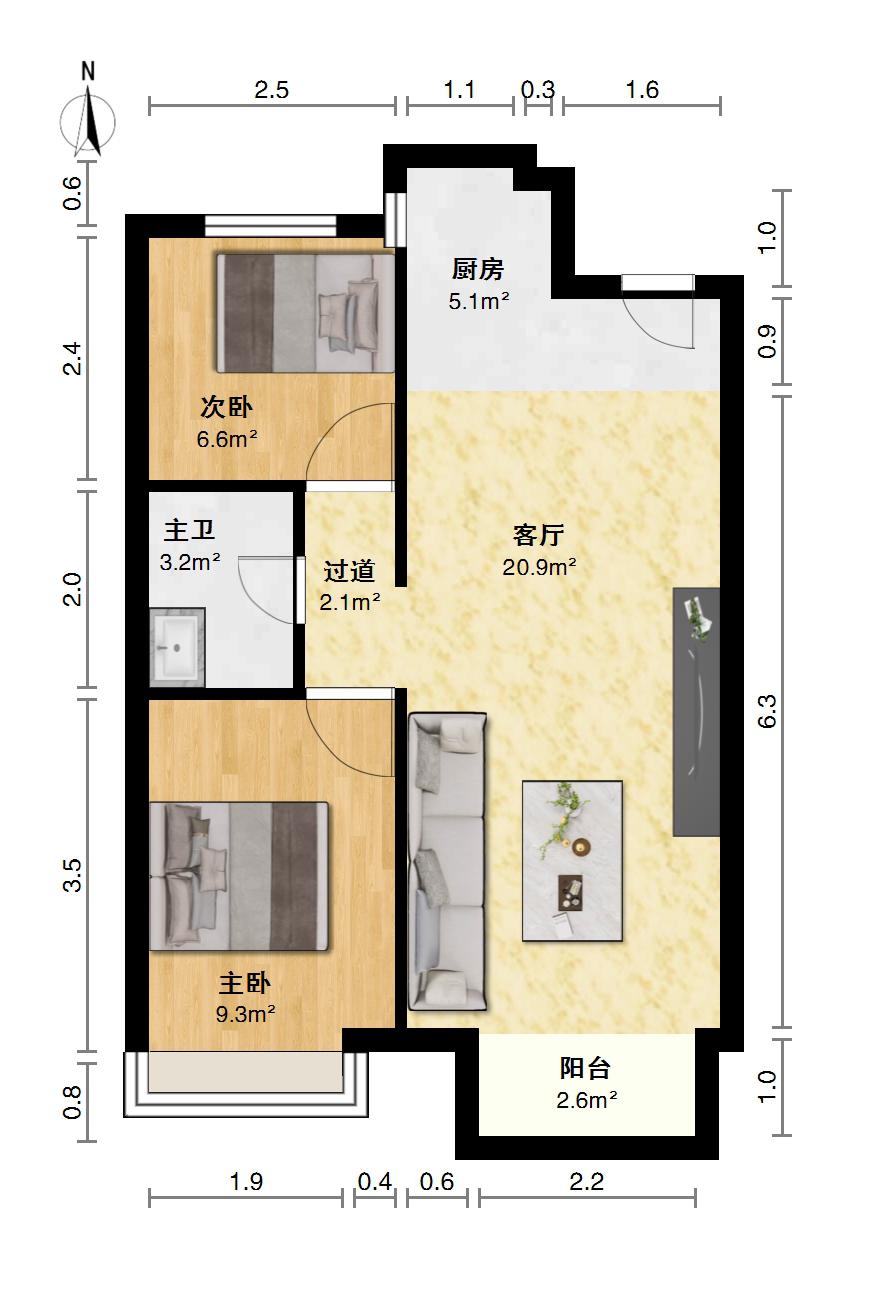 孔雀城空港壹号,契税票满二好楼层全天采光10