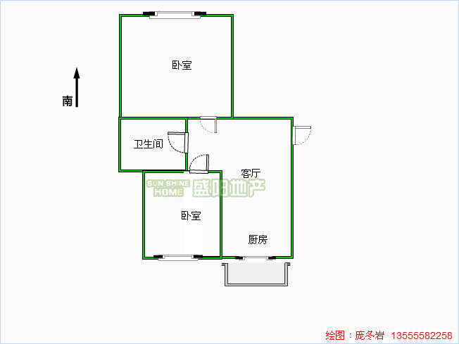 盛阳地产 站南社区19万 60平米 2房 普通装修 南北-站南小区二手房价