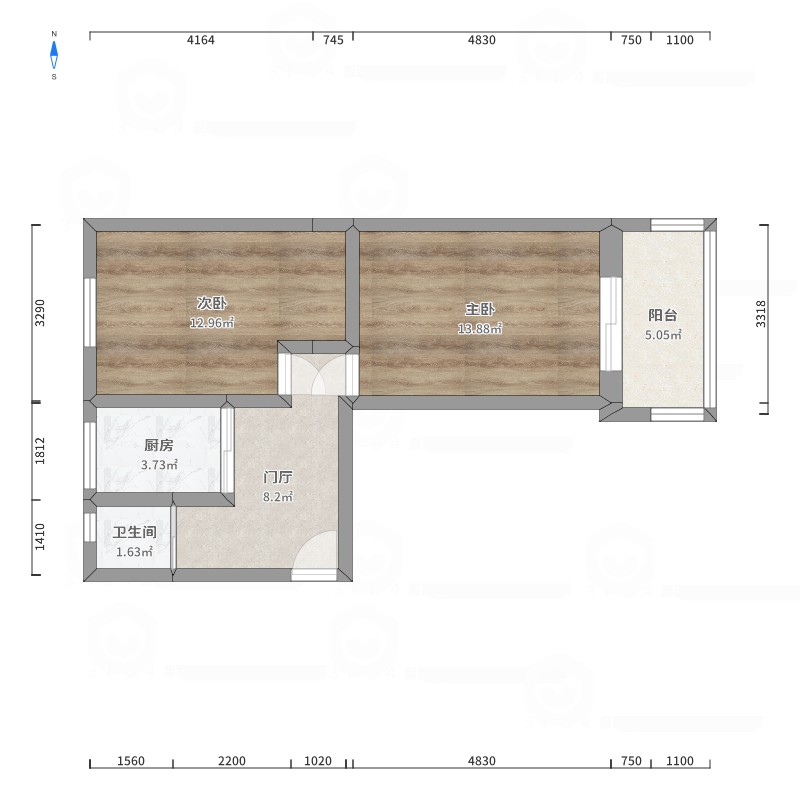 新林楼社区,南北通透,2室1厅1卫1阳台全南,户型非常棒,有户型为证7