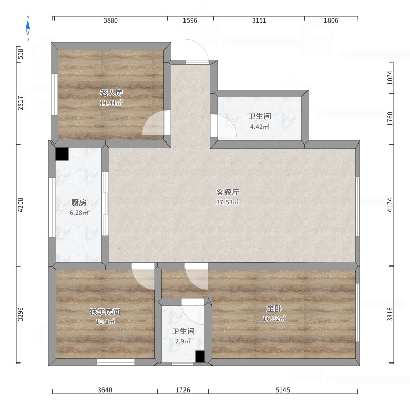 沈家寨新村,沈家寨新村 电梯房 2居室 户型方正 简单家具1900/月11