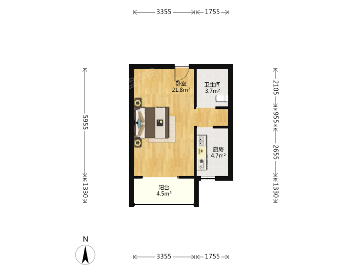 东山雅居,东山雅居 1250.00元/月 1室1厅1卫 55.0平1