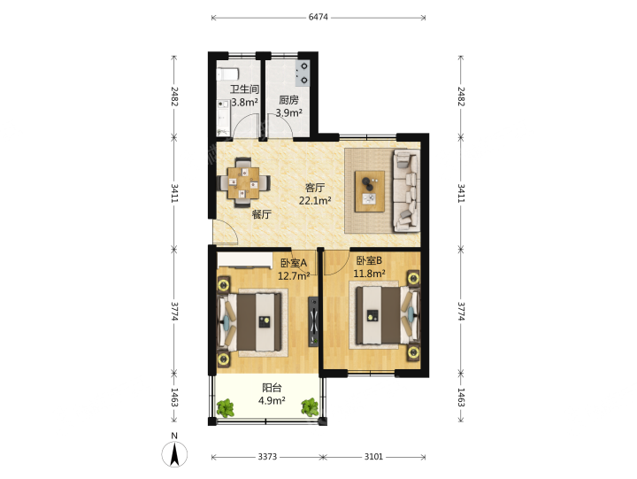 科技新村,科技新村 3250.00元/月 2室2厅1卫 73.0平1