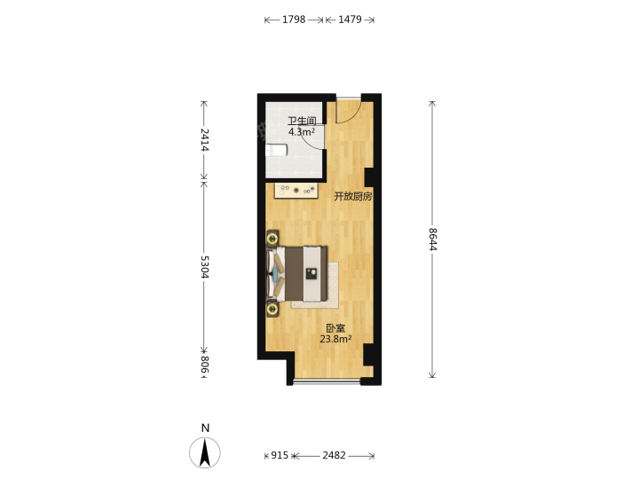 新合作城市广场 1450.00元/月 1室0厅1卫 40.0平-新合作城市广场租房