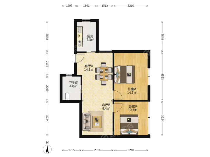 北宝兴路345弄,北宝兴路345弄 7700.00元/月 2室1厅1卫 71.99平12