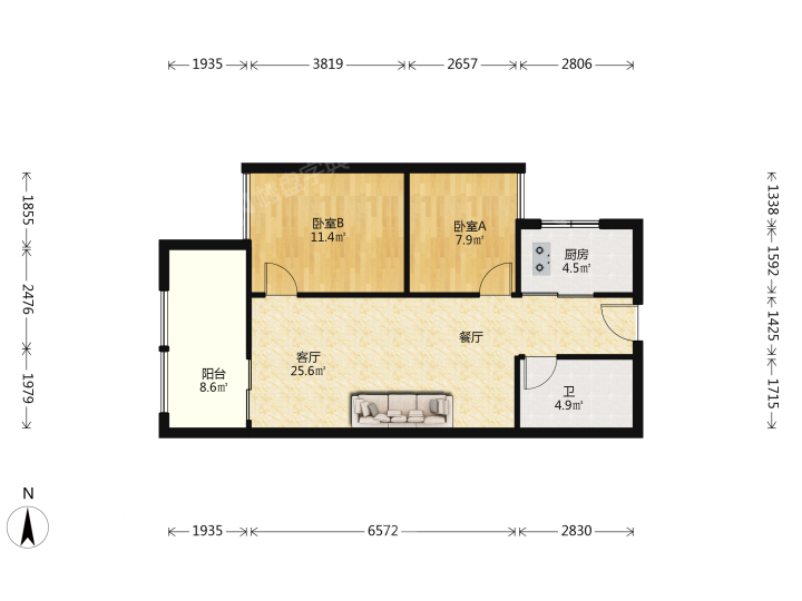 俊发观云海,俊发观云海云漫岭 1800.00元/月 3室2厅1卫 89.17平5