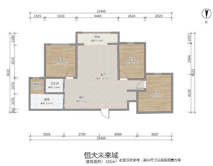 恒大未来城,（甄选3房）恒大未来城  109平 采光刺眼 诚意出租 有钥1