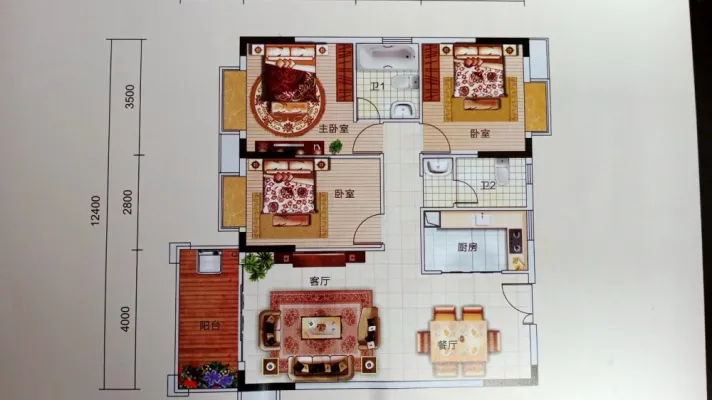 东方国际，四房两厅，带家具家电齐全，拎包入住