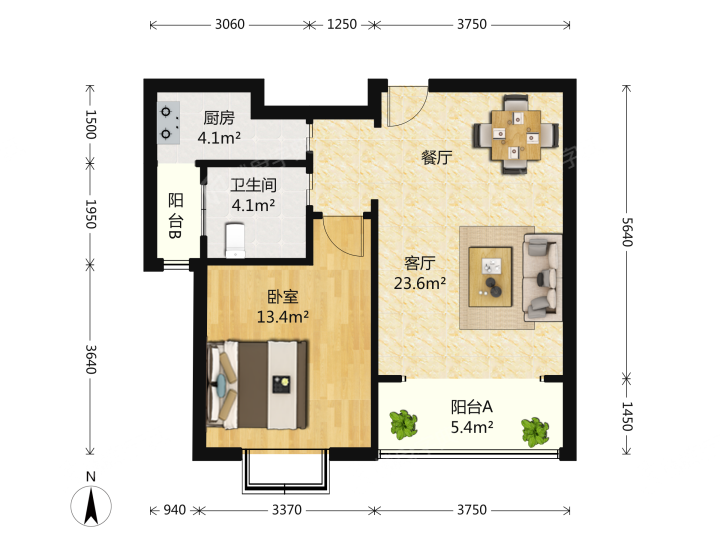 绿洲康城亲水湾中央区,绿洲康城亲水湾(中央区) 5460.00元/月 1室1厅1卫 69.13平1