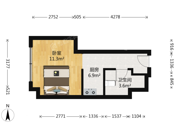 萧山宝龙城市广场,萧山宝龙城市广场 2800.00元/月 1室1厅1卫 33.53平5