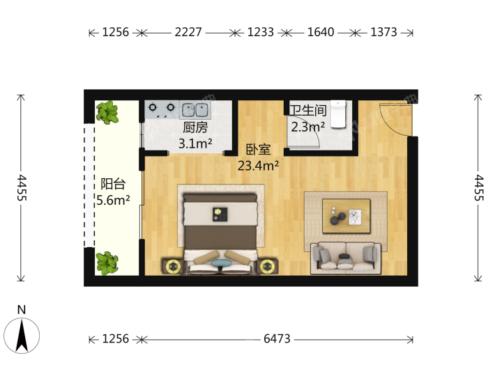 华润二十四城,华润二十四城一期 1600.00元/月 1室0厅1卫 44.0平1