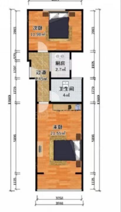 王家堂小区2室1厅1卫朝南精装出租1