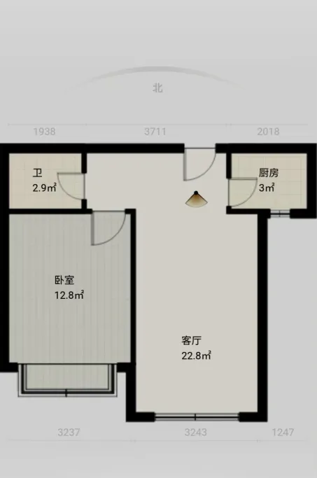 怡海国际一室一厅一卫南向民水民电双气客卧分离客卧朝阳