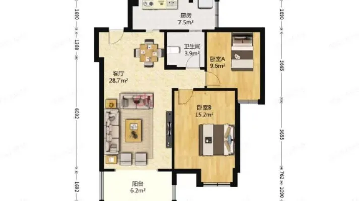 地铁4号线9号线 成都西站青羊万达 精装套二 有空调