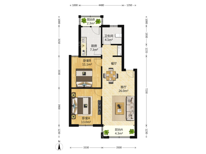 建德花园紫藤苑,建德花园紫藤苑 6500.00元/月 3室1厅1卫 87.11平8