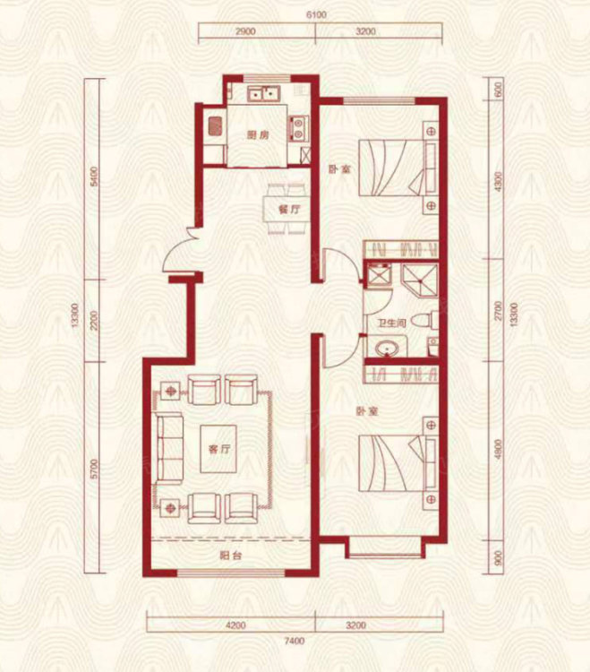 鹿原佳园,九原万达旁边！电梯两室新房！全套家具家电拎包入住！随时看房1