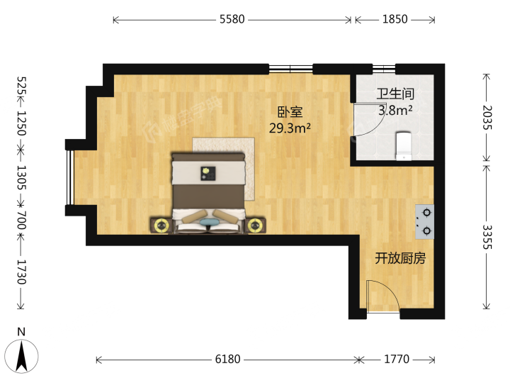 奥园会展广场,奥园会展广场 700.00元/月 1室1厅1卫 50.0平4