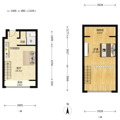 北三环和昌珑悦挑高大空间Loft整租精装拎包入住