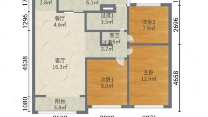 1500月   出入方便    三室两厅  拎包入住