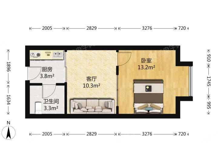 裕华第九城市,裕华第九城市 1000.00元/月 1室1厅1卫 48.0平9