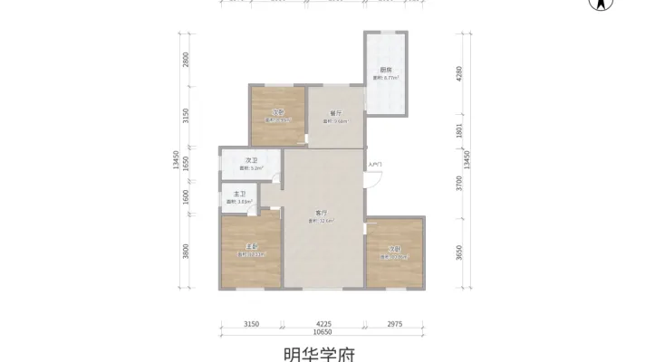 明华学府精装修 大三居 全套家具家电拎包住