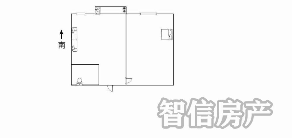 旱河小区1室1厅1卫朝南精装出租1