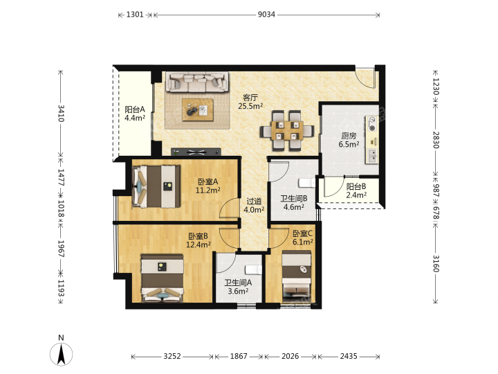 新世界凯粤湾,新世界凯粤湾 5500.00元/月 3室2厅2卫 101.0平11