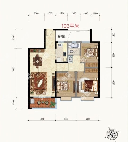 金科阳光里,金科阳光里 3室2厅1卫 电梯房 精装修 103平1