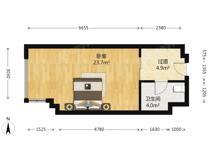 云溪公寓,云溪公寓 1800.00元/月 1室0厅1卫 52.0平3