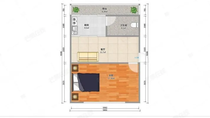 保工街地铁口一室有空调拎包入住