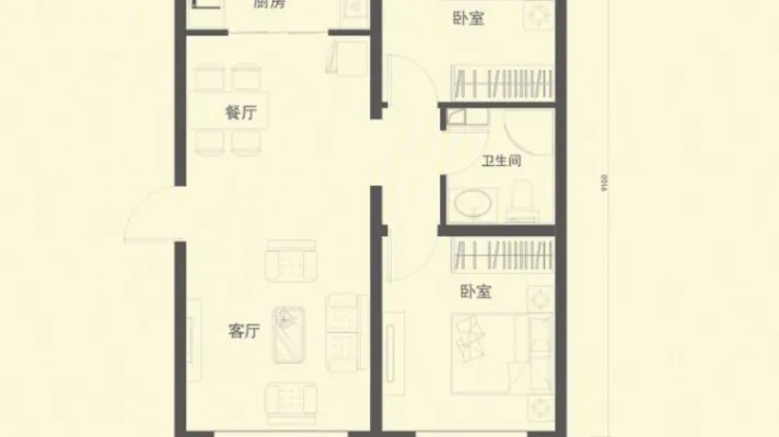 明珠广场 2室2厅1卫 精装修 电梯房 出租，家具家齐全。