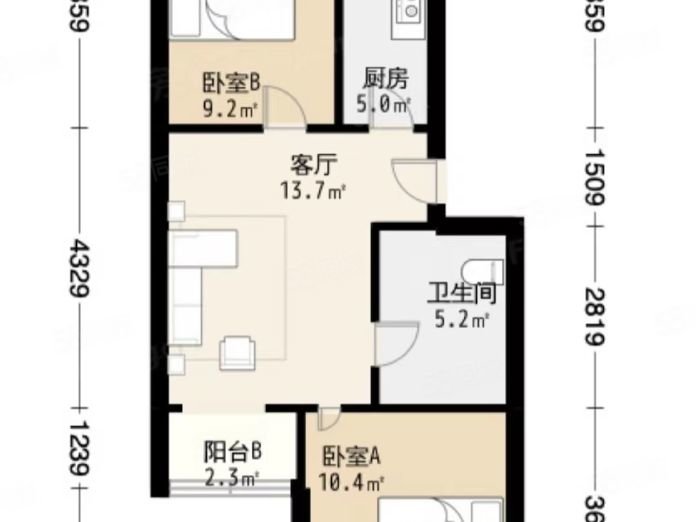 圆明园东里,上新 清華附，中厢白旗圆明园东里精装75平米大两居 南北通透1