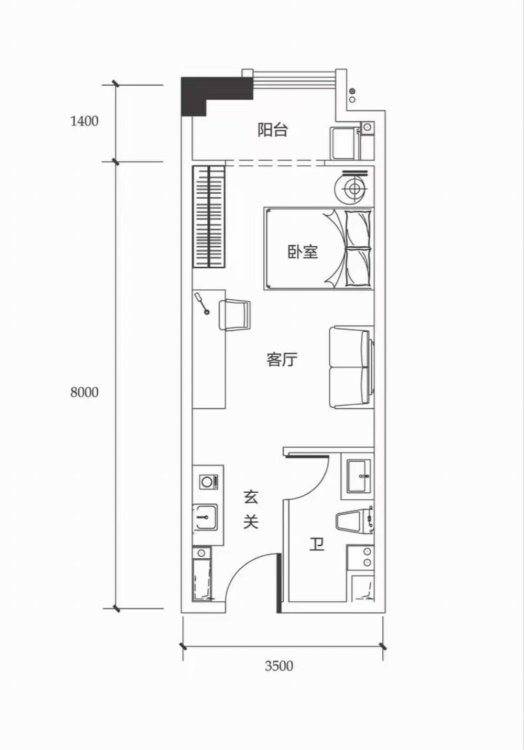 绿地云公馆,绿地云公馆精装单身公寓出租1