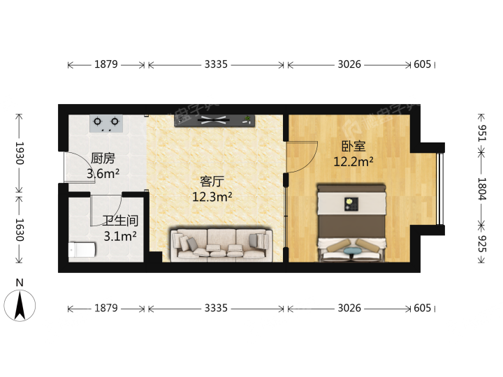 裕华第九城市,裕华第九城市 1100.00元/月 1室1厅1卫 47.0平10