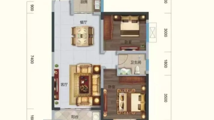 学府新天地2室2厅1厨1卫，精装修家具齐全，拎包入住。