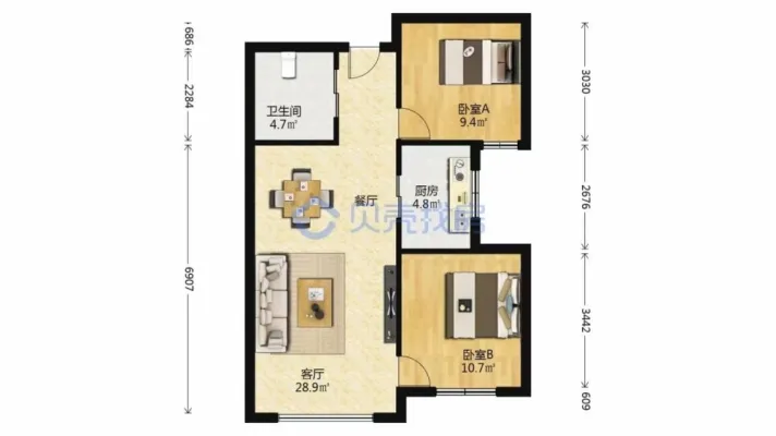 急租 荣和城精装电梯两室 家具家电全新 领包住 随时看