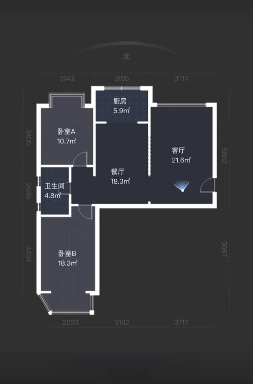 松石名第 2室2厅1卫 南北通透 精装修 102平 2100