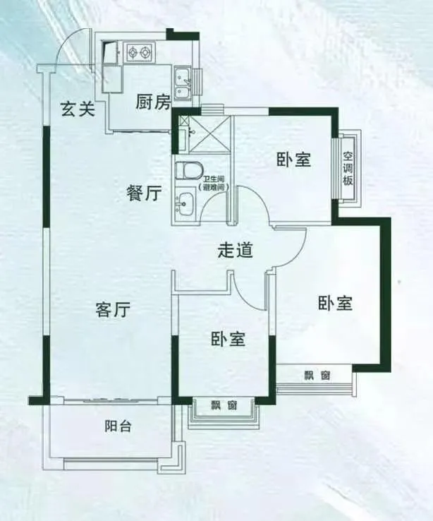 1仟贰急租黄河路华新公寓精装三房步梯三楼户型好采光好看房方便