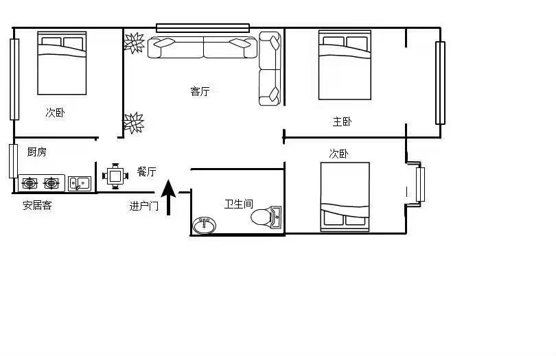 铁路小区,整租 铁路小区 低楼层 紧凑三室 交通便利 购物方便拎包入住1