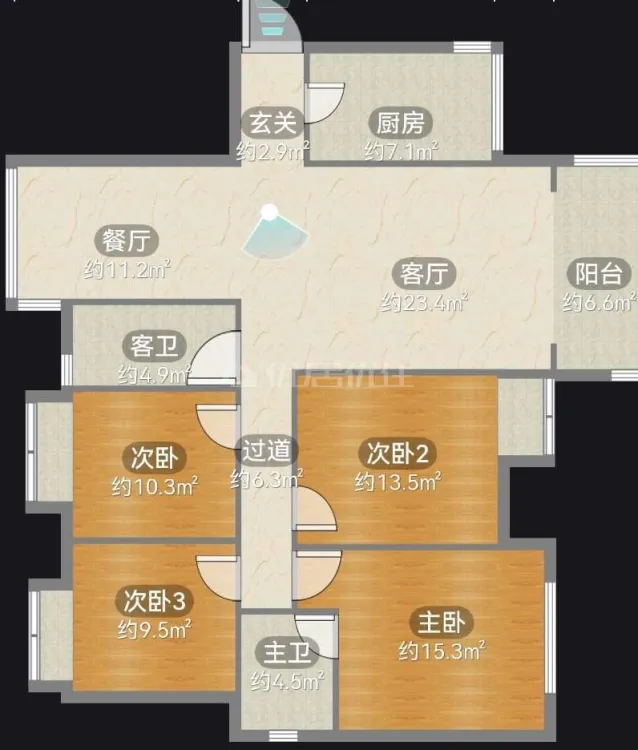 大型小区室2厅2卫 南北通透 135平 电梯房