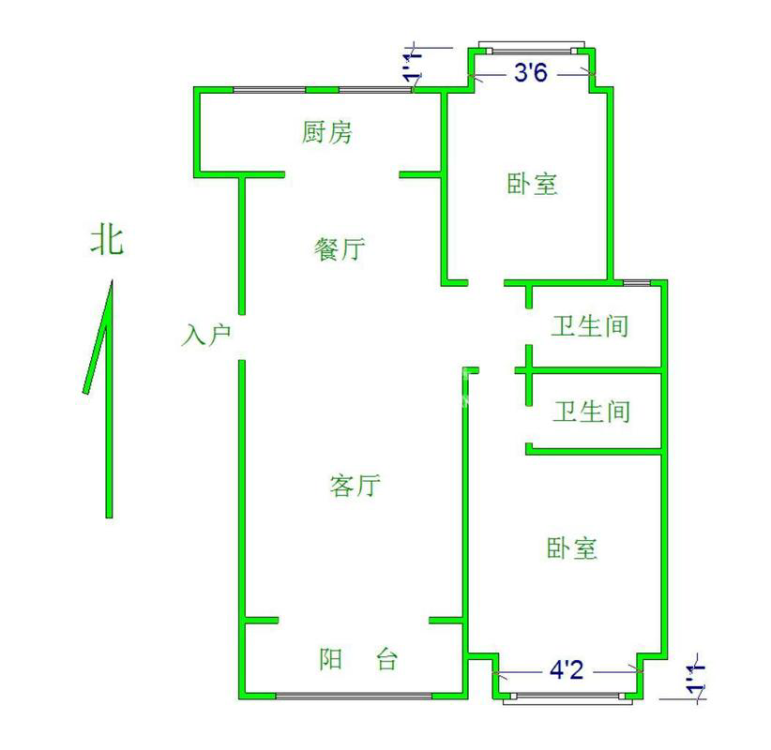 鲁商常春藤,常春藤精装2室2卫，家具家电齐全，干净整洁，随时看房1