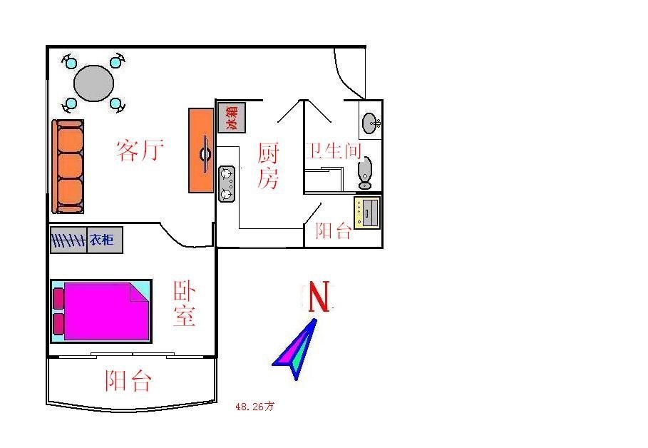 翠城花园2室2厅1卫朝南精装出租1