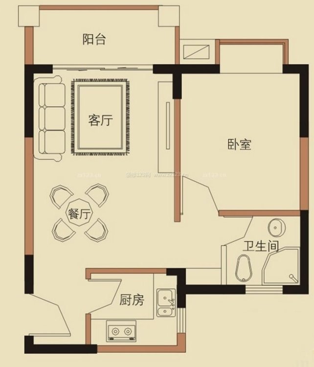 大润发附近 东方之星 一室一厅 拎包入住-东方之星租房